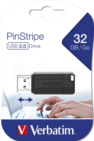 Photo de Clé USB 2.0 Verbatim PinStripe - 32Go (Noir)