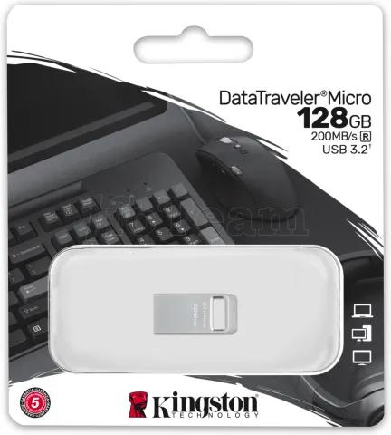 Photo de Clé USB 3.0 Kingston DataTraveler Micro - 128 Go (Argent)