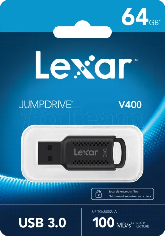 Photo de Clé USB 3.0 Lexar JumpDrive V400 - 64Go (Noir)