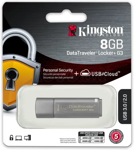 Photo de Clé USB 3.0 sécurisée Kingston DataTraveler Locker+ G3 - 8Go