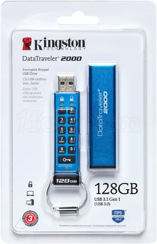 Photo de Clé USB 3.1 sécurisée Kingston DataTraveler 2000 - 128Go