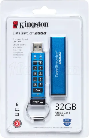 Photo de Clé USB 3.1 sécurisée Kingston DataTraveler 2000 - 32Go