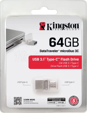 Photo de Clé USB 3.1 Type-A/C Kingston DataTraveler MicroDuo 3C - 64Go