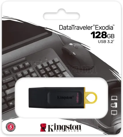 Photo de Clé USB 3.2 Kingston DataTraveler Exodia - 128Go (Jaune/Noir)