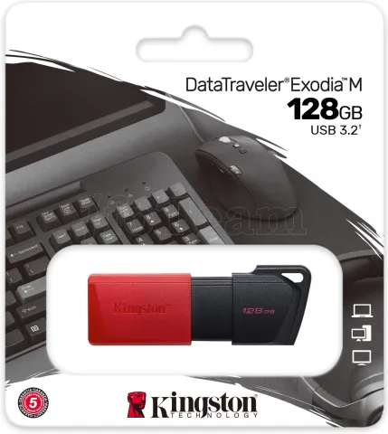 Photo de Clé USB 3.2 Kingston DataTraveler Exodia M - 128Go (Rouge/Noir)