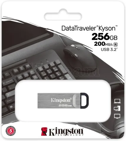 Photo de Clé USB 3.2 Kingston DataTraveler Kyson - 256Go (Gris/Noir)