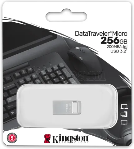 Photo de Clé USB 3.2 Kingston DataTraveler Micro - 256Go (Argent)