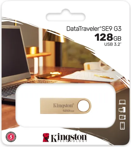 Photo de Clé USB 3.2 Kingston DataTraveler SE9 G3 - 128Go (Or)