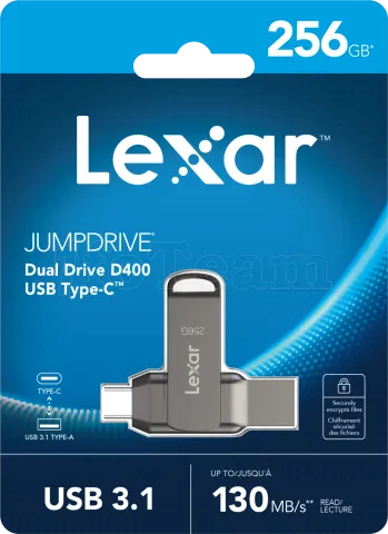 Photo de Clé USB 3.2 Lexar JumpDrive D400 - 256Go (Gris)