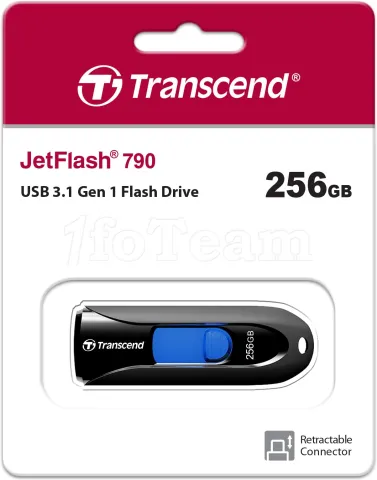 Photo de Clé USB 3.2 Transcend JetFlash 790 - 256Go (Noir/Bleu)