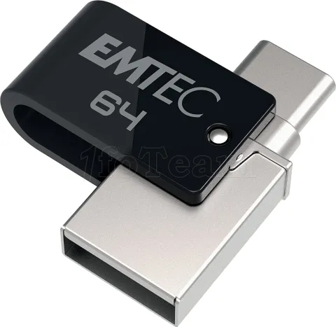 Photo de Clé USB 3.2 Type A/C Emtec T260C Mobile & Go - 64Go (Noir)