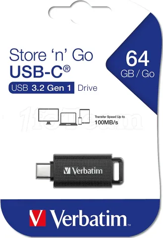 Photo de Clé USB 3.2 Type C Verbatim Store'n'Go - 64Go (Noir)