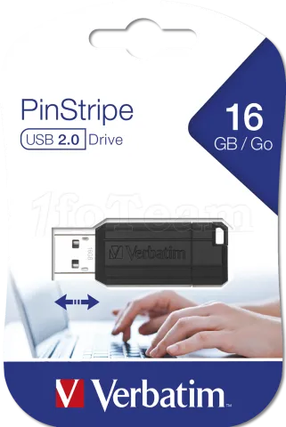 Photo de Clé USB 3.2 Verbatim PinStripe - 16Go (Noir)