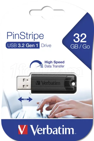 Photo de Clé USB 3.2 Verbatim PinStripe - 32Go (Noir)