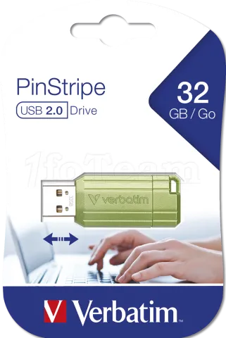 Photo de Clé USB-A Verbatim PinStripe - 32Go (Vert)