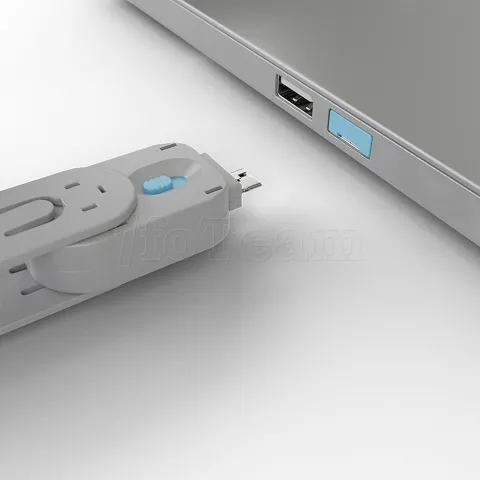 Photo de Clé USB Lindy et 4 bloqueurs de ports USB-A (Gris/Bleu)