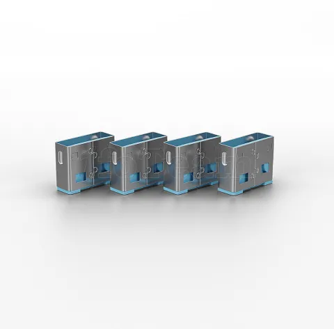 Photo de Clé USB Lindy et 4 bloqueurs de ports USB (Gris/Bleu)
