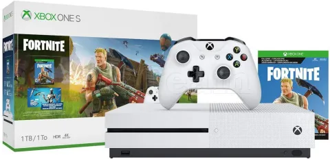 Photo de Console Microsoft Xbox One S 1To avec jeu Fortnite (Blanc)