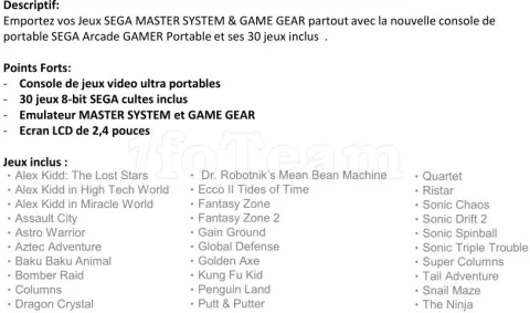 Photo de Console Retro Gaming SEGA Master System / Game Gear version portable + 30 jeux
