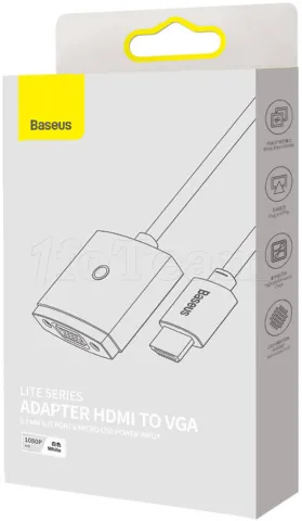 Photo de Convertisseur Baseus Lite HDMI mâle (Type A) 1.2 vers VGA femelle (D-sub DE-15) et jack 3,5mm (Blanc)