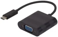 Photo de Convertisseur Dacomex USB C mâle vers VGA mâle (D-sub DE-15) 15cm (Noir)