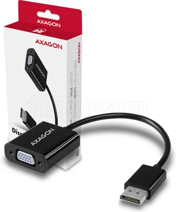 Photo de Convertisseur DisplayPort Axagon vers VGA femelle (D-sub DE-15) 20cm (Noir)
