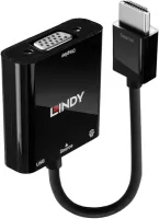 Photo de Convertisseur Lindy HDMI mâle (Type A) 1.2 vers VGA femelle (D-sub DE-15) + Jack 3,5mm 15cm (Noir)