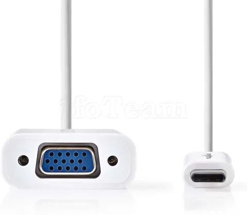 Photo de Convertisseur Nedis USB Type C mâle vers VGA femelle (D-sub DE-15) 10cm (Blanc)