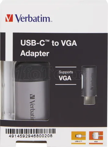 Photo de Convertisseur USB Type C Verbatim vers VGA (Argent)
