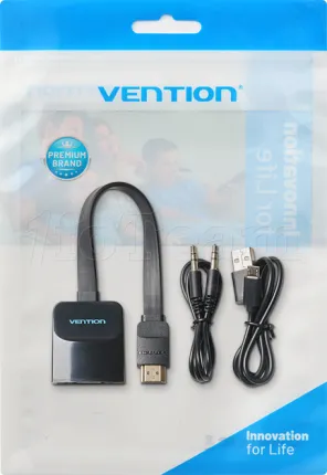 Photo de Convertisseur Vention HDMI mâle vers VGA femelle + Jack 3.5mm + 0.15m (Noir)