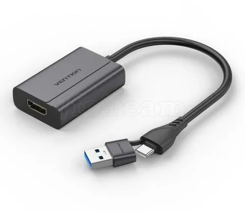 Photo de Convertisseur Vention USB-C / USB-A mâle vers HDMI femelle 0.15m (Noir)