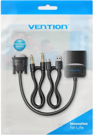 Photo de Convertisseur Vention VGA mâle vers HDMI femelle + Jack 3.5mm 1m (Noir)