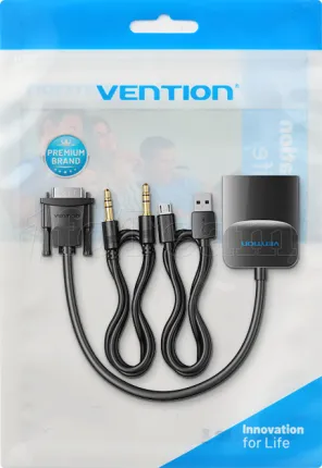 Photo de Convertisseur Vention VGA vers HDMI + Jack 3.5mm 0.15m (Noir)