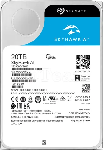 Photo de Disque Dur 3,5" Seagate SkyHawk AI 20To - S-ATA