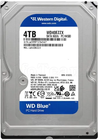 Photo de Disque Dur 3,5" Western Digital Blue 4To 128Mo - S-ATA