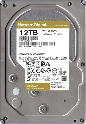 Photo de Disque Dur 3,5" Western Digital Gold Enterprise 12To - S-ATA