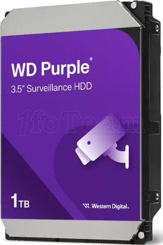 Photo de Disque Dur 3,5" Western Digital Purple Surveillance 1To - S-ATA 64Mo