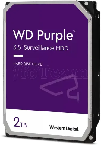 Photo de Disque Dur 3,5" Western Digital Purple Surveillance 2To 64Mo - S-ATA