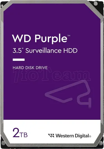 Photo de Disque Dur 3,5" Western Digital Purple Surveillance 2To 64Mo - S-ATA