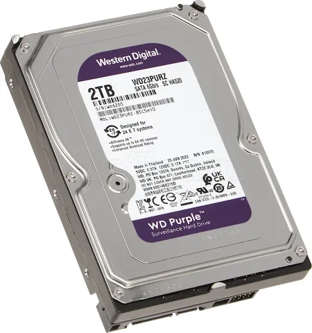 Photo de Disque Dur 3,5" Western Digital Purple Surveillance 2To 64Mo - S-ATA