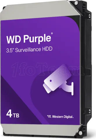 Photo de Disque Dur 3,5" Western Digital Purple Surveillance 4To 128Mo - S-ATA