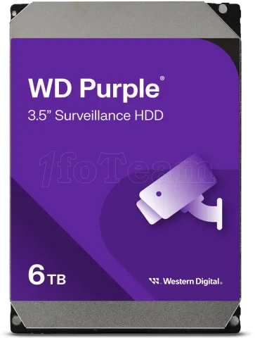 Photo de Disque Dur 3,5" Western Digital Purple Surveillance 6To 256Mo - S-ATA