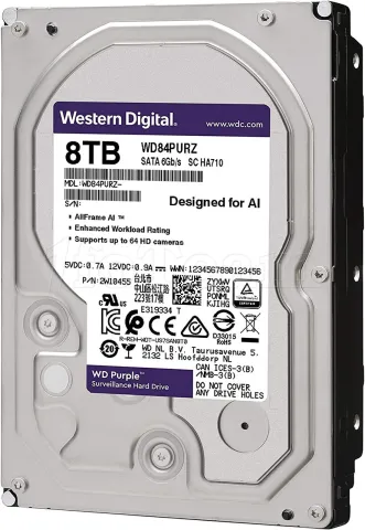 Photo de Disque Dur 3,5" Western Digital Purple Surveillance 8To - S-ATA 128Mo