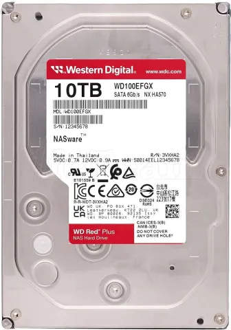 Photo de Disque Dur 3,5" Western Digital Red Plus NAS 10To 512Mo - S-ATA 3,5"