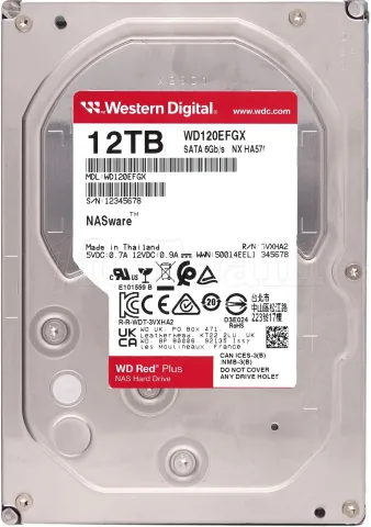 Photo de Disque Dur 3,5" Western Digital Red Plus NAS 12To 512Mo - S-ATA 3,5"