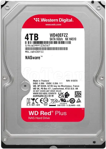 Photo de Disque Dur 3,5" Western Digital Red Plus NAS 4To 128Mo - S-ATA 3,5"