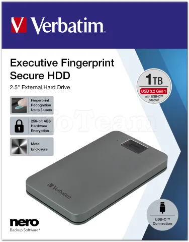 Photo de Disque Dur externe sécurisé Verbatim Executive Fingerprint Secure - 1To  (Argent)