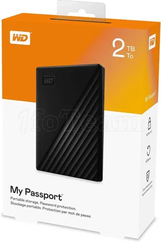 Photo de Disque Dur externe USB 3.2 Western Digital My Passport - 2To  (Noir)