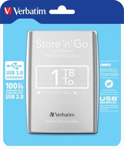 Photo de Disque Dur externe Verbatim Store'N'Go - 1To (Argent)