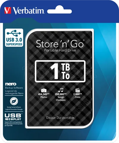 Photo de Disque Dur externe Verbatim Store'N'Go - 1To  (Noir)